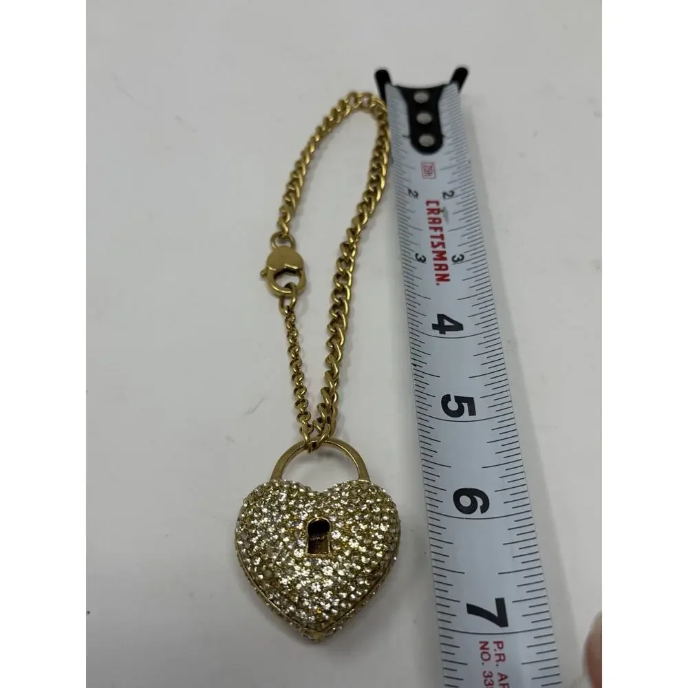 Juicy Couture Vintage Pave Crystal Heart Bag Charm Key Chain Rhinestone Puffy Lg